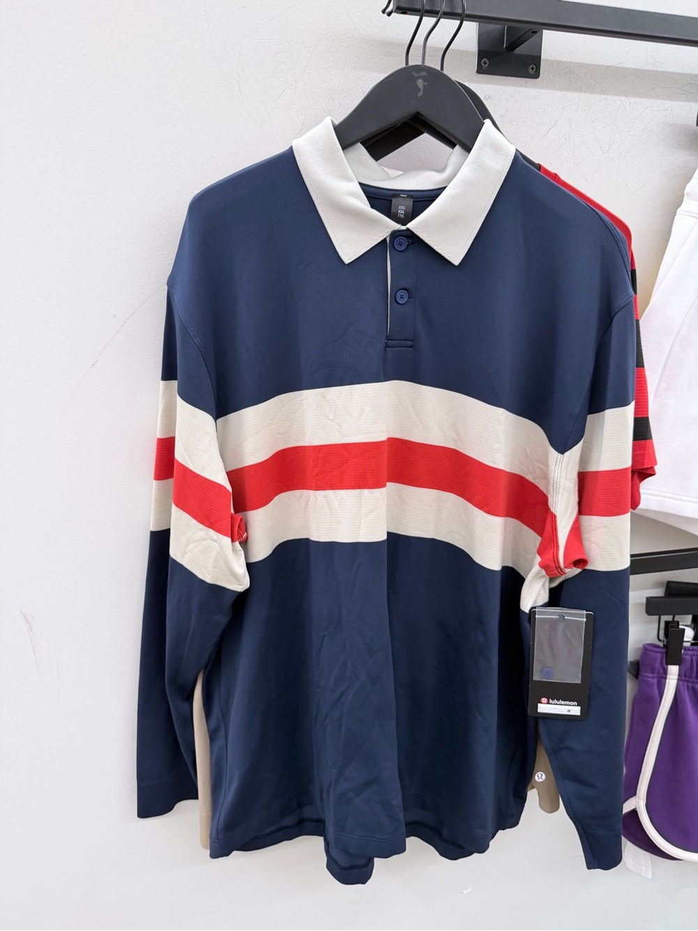 New Lululemon Size XXL  Metal Vent Tech Relaxed-Fit Polo Shirt, Varsity Stripe